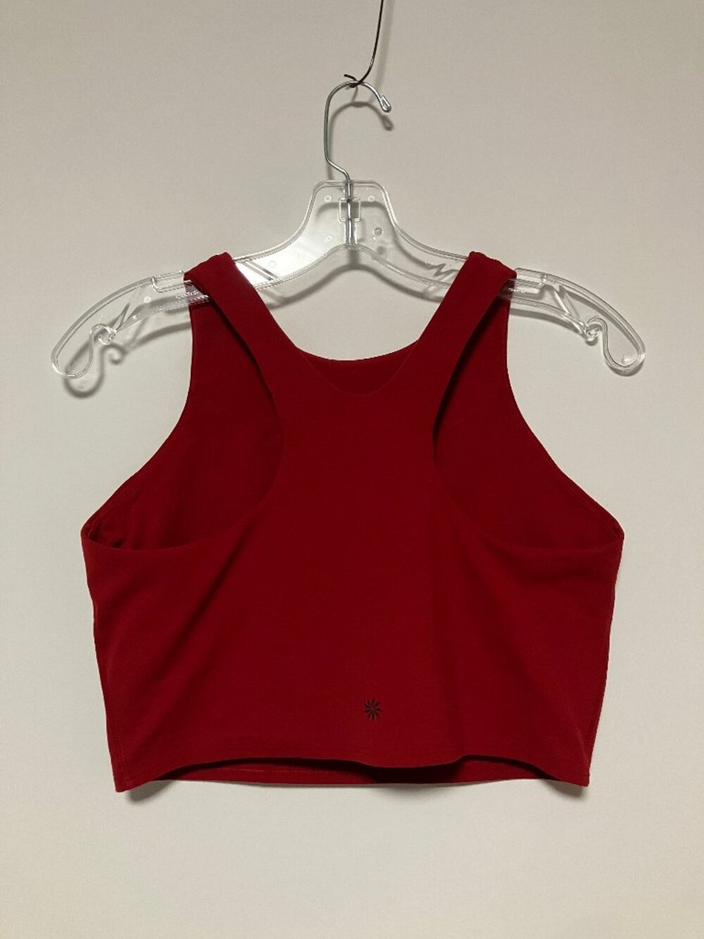 Athleta Crop Top Tank With Built-In Sports Bra, Red, Size Medium, High Neckline - Picture 2 of 3